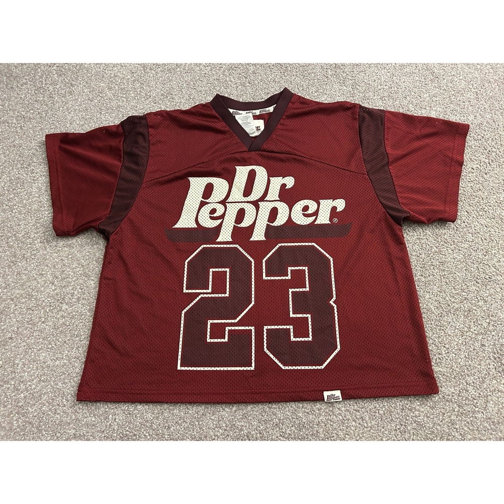 Dr Pepper Jersey Shirt Unisex XS Maroon Excellent Mesh Graphic Tee 23 Logo